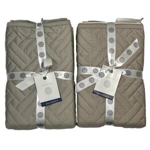 Boll & Branch Quilted Standard Shams Set 2 Taupe Organic Cotton New